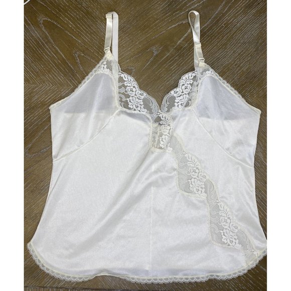 QUEENS WAY TO FASHION LINGERIE Large Ivory Camisole Top Lingerie Lace Tank Shell - Picture 2 of 11